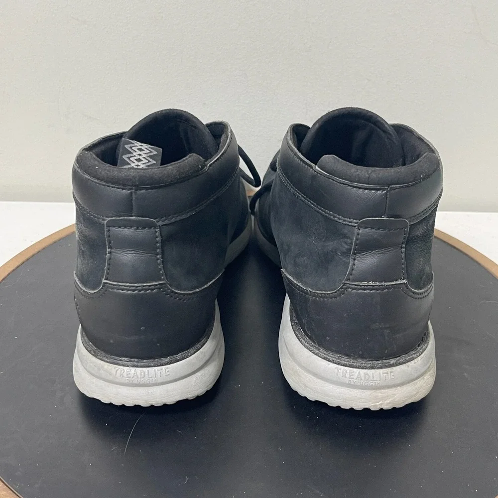 UGG Pismo Chukka Boots Men‎ Size 9.5 Leather Lace Up Black Minimalist Casual